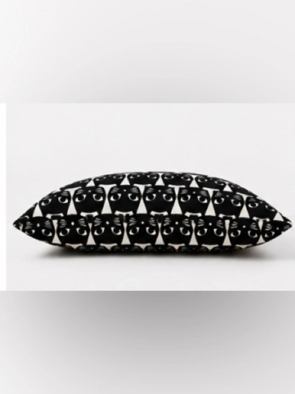 Vintage IKEA MATTRAM Black White Cat Print Lumbar Throw Pillow Rare